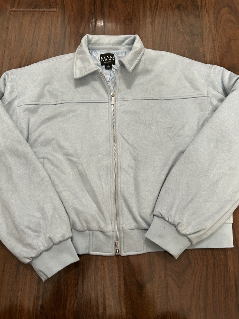 Boohoo MAN Light Blue Quilted-Lined Bomber Jacket